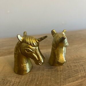 Gold Unicorn Salt and Pepper Shaker Set Metal Thirstystone Unique whimsical